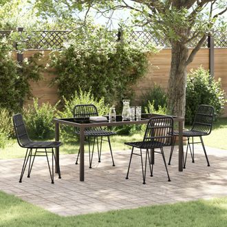 Berkfield Home 5 Piece Garden Dining Set Black Poly Rattan