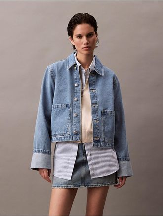 Calvin Klein Jeans Calvin Klein Womens Cuff Sleeves Denim Jacket - Blue - XS