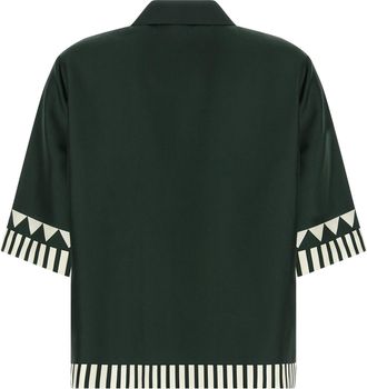 Eres Botanical Print Silk Twill Shirt - Green