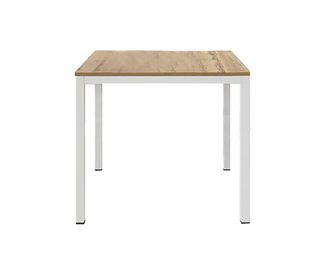 Konte Design Mesa de madera, efecto roble, estructura de metal blanco 80x80