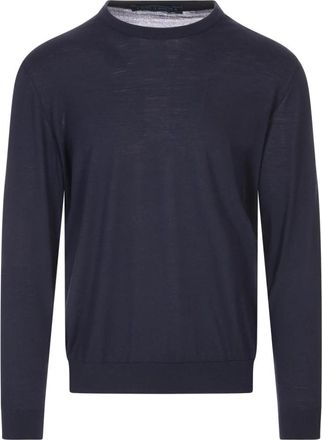 Kiton Blauwe Wol Ronde Hals Sweater - Heren - Ronde hals truien - Blauw - L - Wol - Truien & Vesten