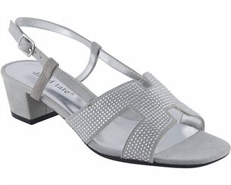 David Tate Womens Amber Sandal In Suede Silver