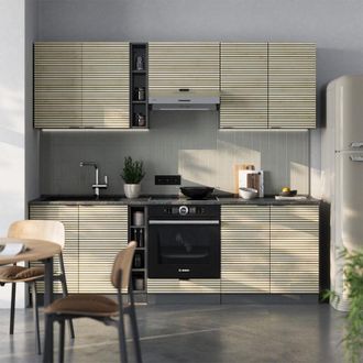 Vicco Mueble De Cocina Fame-line, Panel De Roble/antracita, 235 Cm Sin Encimera