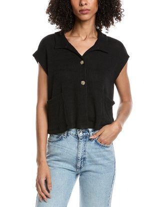 Project Social T Fernanda Button Front Textured Rib Shirt
