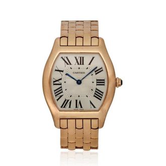 Cartier Pre-owned Cartier Tortue Silvered Guilloche Dial Ladies Watch W1556366