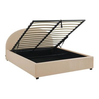 Sweeek Cama con somier abatible y cabecero 160x200cm, acabado en borreguito