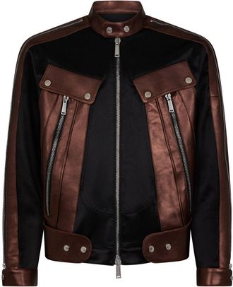 Dsquared2 metallic panelled bomber jacket - men - Cotton/Spandex/Elastane/Viscose - 46 - Brown