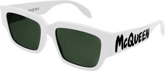 Alexander McQueen Stijlvolle zonnebril Am 0329S in zwart - Heren - Zonnebrillen - Wit - 56 MM - Accessoires