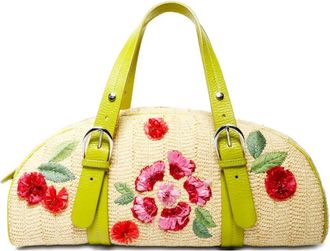 Dior 2005 flower raffia boston bag - Neutrals