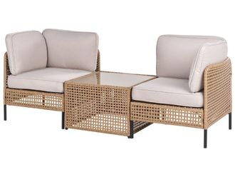 Beliani Sof&aacute; de jard&iacute;n con mesa 2 plazas Beige claro