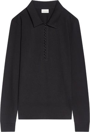 Dries Van Noten Polo in jersey con bottoni - Nero