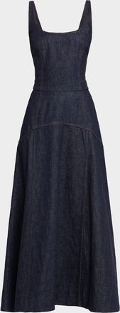 Adam Lippes Veda Sleeveless Denim Midi Dress