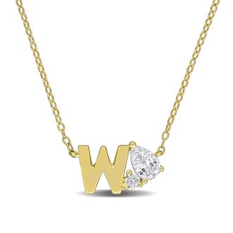 Mimi & Max 3/4ct TGW Created White Sapphire Q Initial Necklace Yellow Plated Sterling Silver