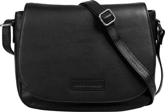 Bruno Banani Umh&auml;ngetasche BRUNO BANANI, Damen, Gr. B/H/T: 28cm x 22cm x 9cm onesize, schwarz, Leder, leicht gl&auml;nzend, unifarben, Taschen Umh&auml;ngetasche, echt Leder