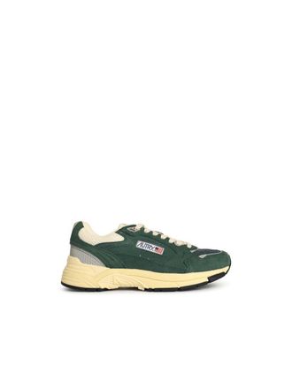 Autry Hyperway Low Malachite And Silver Mesh And Suede Sneakers