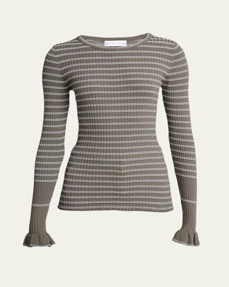 Proenza Schouler Yasmine Stripe Rib-Knit Sweater