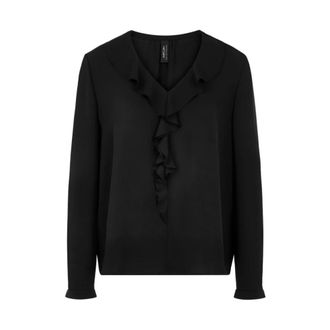 Marc Cain Blusa con volantes y cuello en V - Blouses & Shirts - Mujer - Negro - S