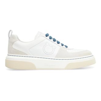 Ferragamo Schoenen, Dames, Wit, 36 1/2 EU, Suède, Lage sneakers met suède inzetstukken