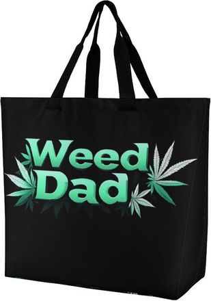 Generic Weed Dad Large Reusable Shopping Bag Lightweight Foldable Tote Bags Washable Shoulder Handbag