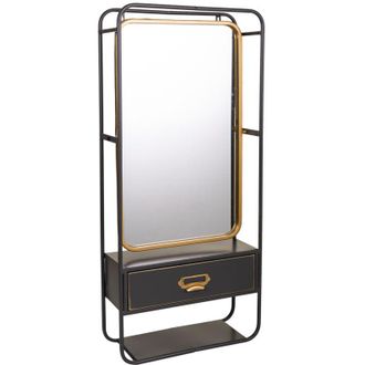 Wanderlust Deco Wanderlust Deco - Espejo De Pared De Metal Negro 40x15x90