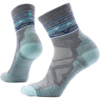 Smartwool Womens Hike Light Cushion Zig Zag Valley Mid Crew Socks Gray M