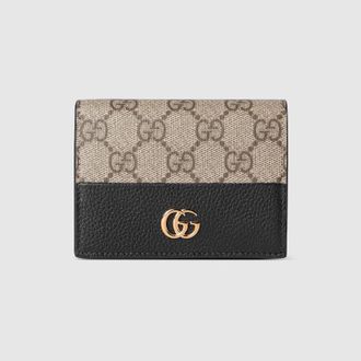 Gucci GG Marmont Bi-color Card Case Wallet, Black, Leather