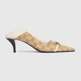 Gucci Womens Vittoria Pump, Beige, GG Canvas