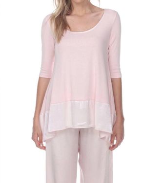 Pj Harlow Kiki Three Quarter Loose Top In Blush