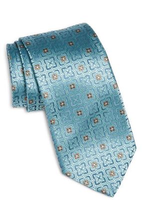 Canali Medallion Silk Tie in Light Green at Nordstrom