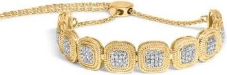 House of Brilliance 14k Yellow Gold Plated Silver 5/8 Cttw Diamond Composite Frame Bolo Bracelet at Nordstrom