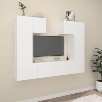 vidaXL Set De Muebles Para Tv 6 Piezas Madera Contrachapada Blanco Vidaxl