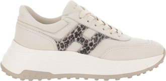 Hogan White Hi-Fi Animal Print Leather Sneakers