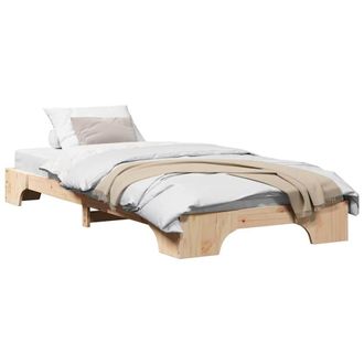 Berkfield Home Stylish Bed Frame Natural Solid pine wood 90 x 190 cm Ergonomic in Beige
