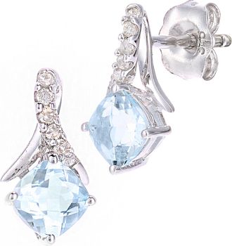 Diamant L'&eacute;ternel Womens 9ct White Gold 0.71ct Blue Topaz and 0.05ct Diamond Earrings - One Size