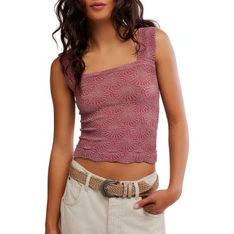 Free People Love Letter Floral Knit Camisole in Dreamy Mulberry at Nordstrom, Size X-Small