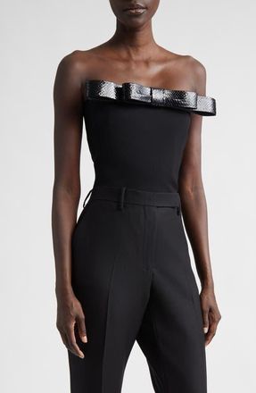 Tom Ford Wool Grain de Poudre Strapless Top in Black at Nordstrom, Size 10 Us