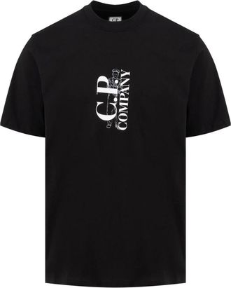 C.P. Company Vertical Logo T-Shirt - Heren - T-shirts - Zwart - XL - Katoen - Tops