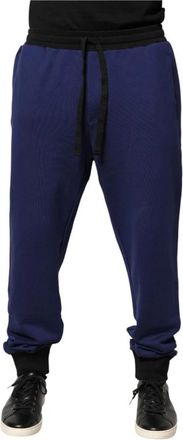 Dolce & Gabbana Katoenen Joggingbroek met Middelhoge Taille - Heren - Sweatpants - Blauw - 3XL - Katoen - Broeken