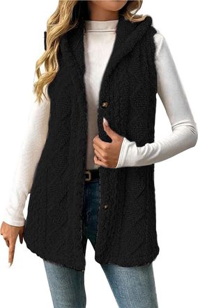 Generic Long Gilet for Women Uk Sleeveless Cardigan for Women Gilets and Body Warmers Uk Fleece Womens Gilets Long Lightweight Button down Ladies Jackets Wome