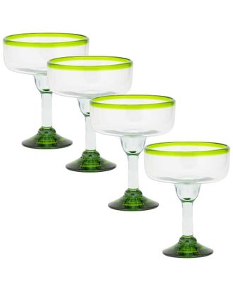 10 Strawberry Street Set of 4 Lime Rim Mexican Glassware Margaritas