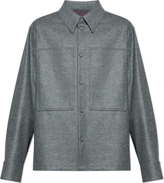 Jil Sander Wollen shirt - Heren - Casual Overhemden - Grijs - L - Wol - Overhemden