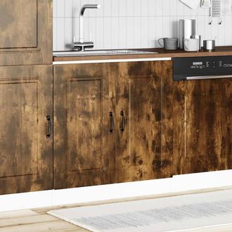 Berkfield Home Sink Base Cabinet Kalmar Smoked Oak 80x46x81.5 cm Engineered Wood in Brown