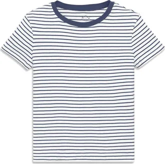primary Womens Fit Rib Tee In Stripe in Sunwashed Navy White Stripe at Nordstrom, Size Xx-Large