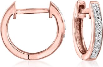 RS Pure by Ross-Simons Diamond Huggie Hoop Earrings in 14kt Rose Gold