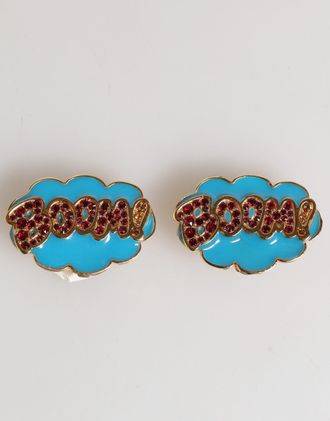 Dolce & Gabbana Gold Brass BOOM Cartoon Crystal Clip-On Womens Women