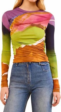 Ulla Johnson Paradis Ruched Jersey Top In Nature Abhors A Vacuum
