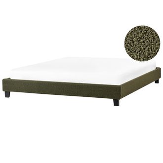 Beliani Beliani - Cama Sin Cabecero Minimalista Tapizada De Boucl&eacute; 180 X 200 Cm Verde Oscuro Roanne