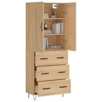 Berkfield Home Highboard Sonoma Oak 69.5x34x180 cm Engineered Wood in Light Brown