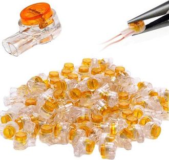 OEM Inovra Plus - Conector De Ranura Uy Para Conexi&oacute;n De L&iacute;nea Telef&oacute;nica - Conector De Paquete De 100 Piezas - Naranja - Conector De Cable