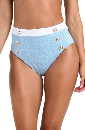 L'agence Vanessa Colorblock High Waist Bikini Bottoms in Powder Blue at Nordstrom, Size X-Large